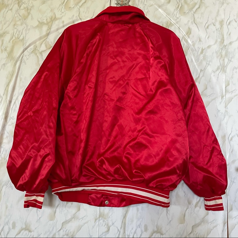 Vintage MWG bomber jacket red coat snap buttons mens large 80s Canada casual - Picture 8 of 8